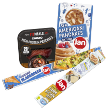 Daily Chef pancakes pak à 160 gram,
Jan pancakes pak à 300 gram,
proteïne pancake chocolade pak à 160 gram
of Jan vers bladerdee